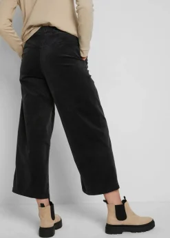 Discount Weite Stretchcord-Culotte mit High-Waist-Bequembund, 7/8-Länge Damen Hosen|Bekleidung·Kleider