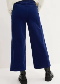 Damen bonprix Hosen|Bekleidung·Kleider|Weite Stretchcord-Culotte mit High-Waist-Bequembund, 7/8-Länge