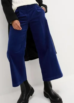 Damen bonprix Hosen|Bekleidung·Kleider|Weite Stretchcord-Culotte mit High-Waist-Bequembund, 7/8-Länge
