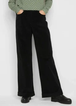 Clearance Weite Stretch-Cordhose, High-Waist Damen Hosen|Bekleidung·Kleider