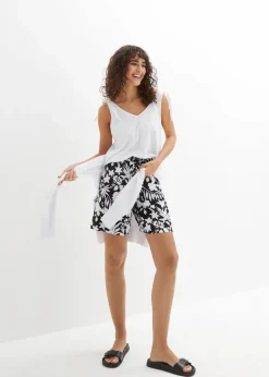 Damen bonprix Bekleidung·Outdoorbekleidung|Bekleidung·Kleider|Weite Viskose Shorts mit High-Waist-Bequembund