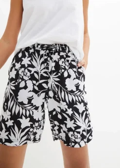 Damen bonprix Bekleidung·Outdoorbekleidung|Bekleidung·Kleider|Weite Viskose Shorts mit High-Waist-Bequembund
