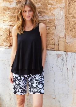 Damen bonprix Bekleidung·Outdoorbekleidung|Bekleidung·Kleider|Weite Viskose Shorts mit High-Waist-Bequembund