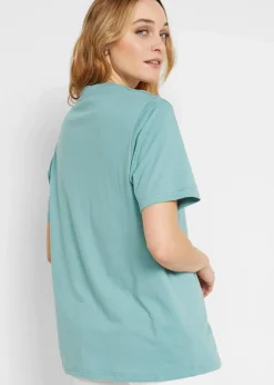 Sale Weites Long-Shirt mit V-Ausschnitt, Kurzarm (5er Pack) Damen Shirts & Tops|Basics