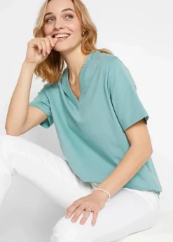 Sale Weites Long-Shirt mit V-Ausschnitt, Kurzarm (5er Pack) Damen Shirts & Tops|Basics