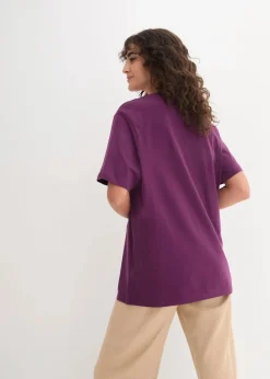Damen bonprix Shirts & Tops|Basics|Weites Long-Shirt mit V-Ausschnitt, Kurzarm (5er Pack)