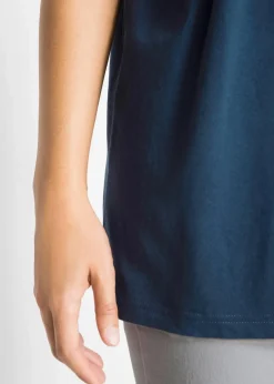 Damen bonprix Shirts & Tops|Basics|Weites Long-Shirt mit V-Ausschnitt, Kurzarm (5er Pack)