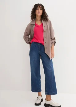 New Weites Long-Shirt mit V-Ausschnitt, Kurzarm (5er Pack) Damen Shirts & Tops|Basics