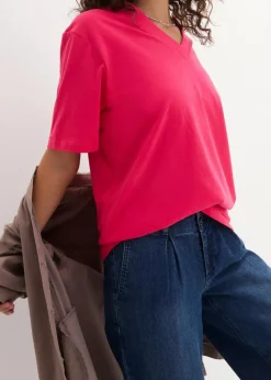 New Weites Long-Shirt mit V-Ausschnitt, Kurzarm (5er Pack) Damen Shirts & Tops|Basics