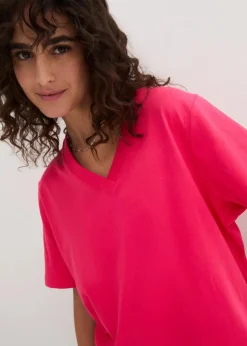 New Weites Long-Shirt mit V-Ausschnitt, Kurzarm (5er Pack) Damen Shirts & Tops|Basics