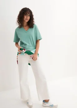 Weites Long-Shirt mit V-Ausschnitt, Kurzarm (5er Pack) Damen Shirts & Tops|Basics