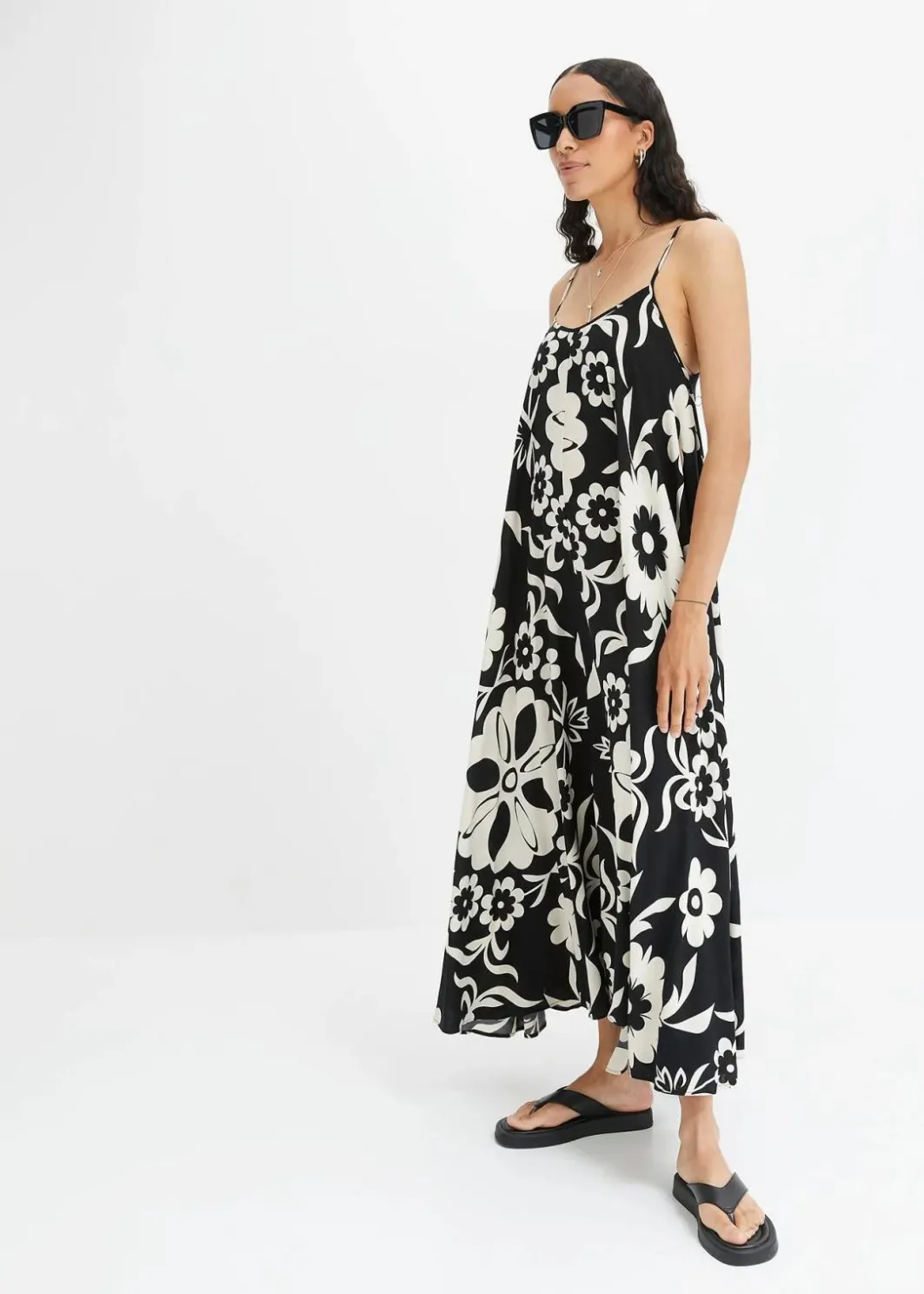 Damen bonprix Bekleidung·Pullover & Strickjacken|Kleider|weites Trägerkleid aus fließender Viskose
