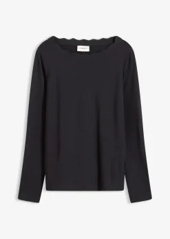 Discount Wellenkanten Shirt aus Punto di Roma Damen Shirts & Tops