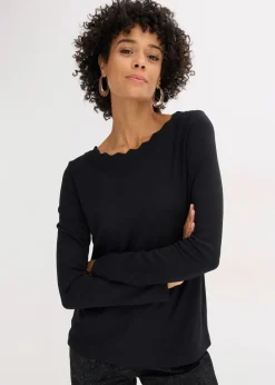 Discount Wellenkanten Shirt aus Punto di Roma Damen Shirts & Tops