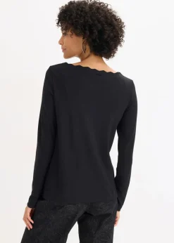 Discount Wellenkanten Shirt aus Punto di Roma Damen Shirts & Tops