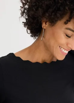 Discount Wellenkanten Shirt aus Punto di Roma Damen Shirts & Tops