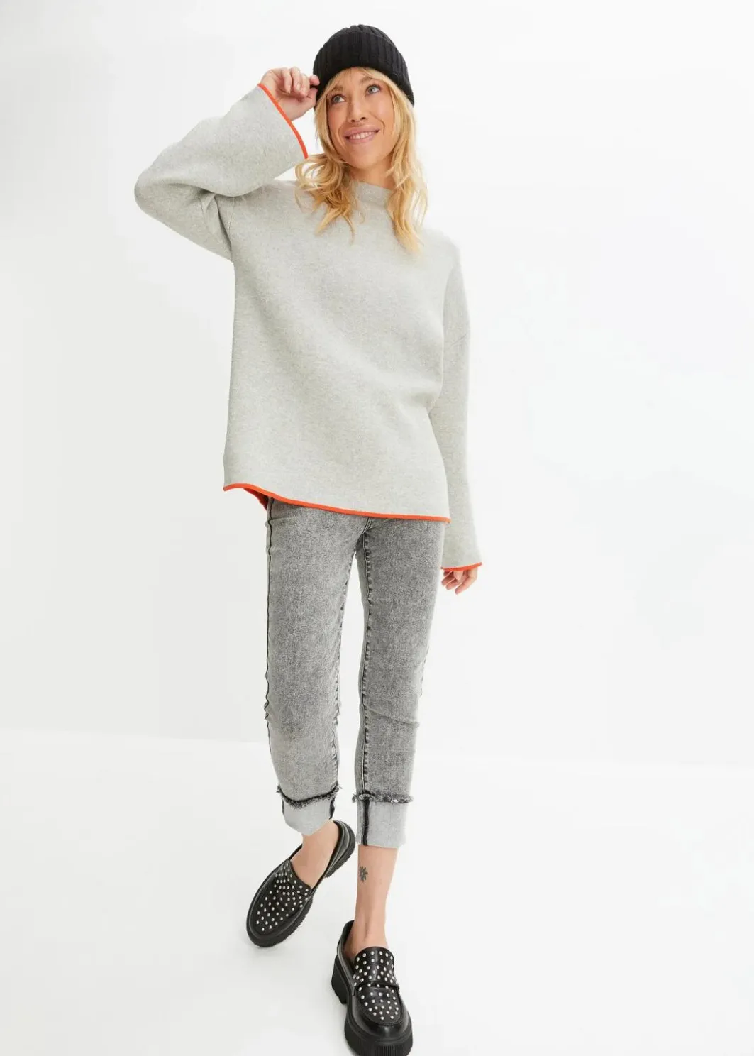 Damen bonprix Pullover & Strickjacken|Strickmode|Wende-Pullover aus Feinstrick