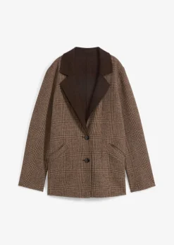 Damen bonprix Blazer|Nachhaltigere Materialien|Wende-Wollblazer mit Glencheck