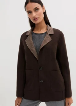 Damen bonprix Blazer|Nachhaltigere Materialien|Wende-Wollblazer mit Glencheck
