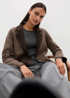 Damen bonprix Blazer|Nachhaltigere Materialien|Wende-Wollblazer mit Glencheck