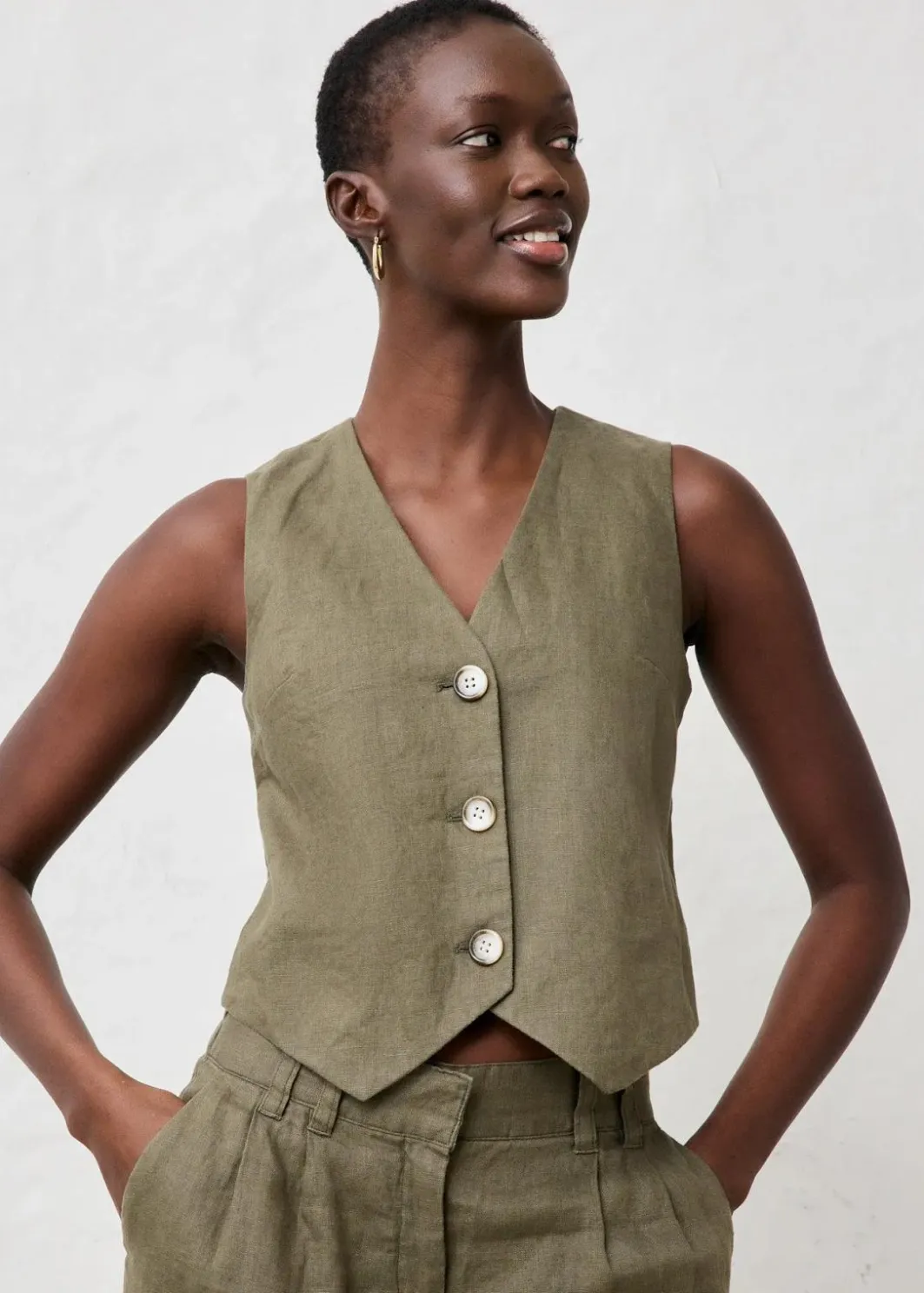 Damen bonprix Bekleidung·Hosen|Jacken & Mäntel|Weste aus reinem Leinen