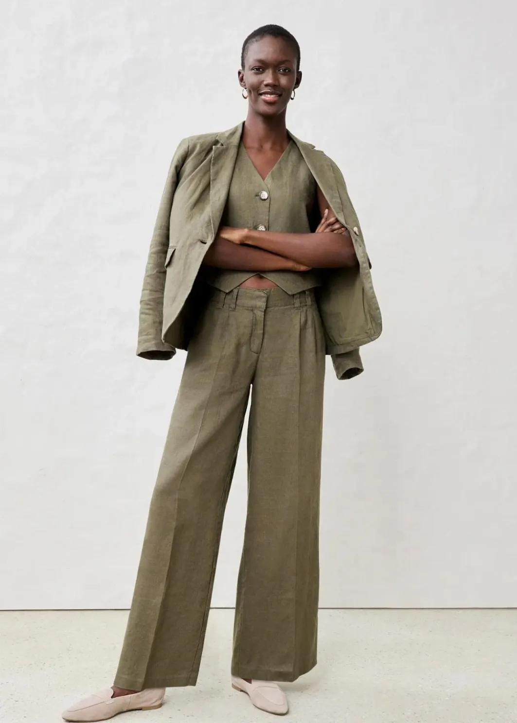 Damen bonprix Bekleidung·Hosen|Jacken & Mäntel|Weste aus reinem Leinen