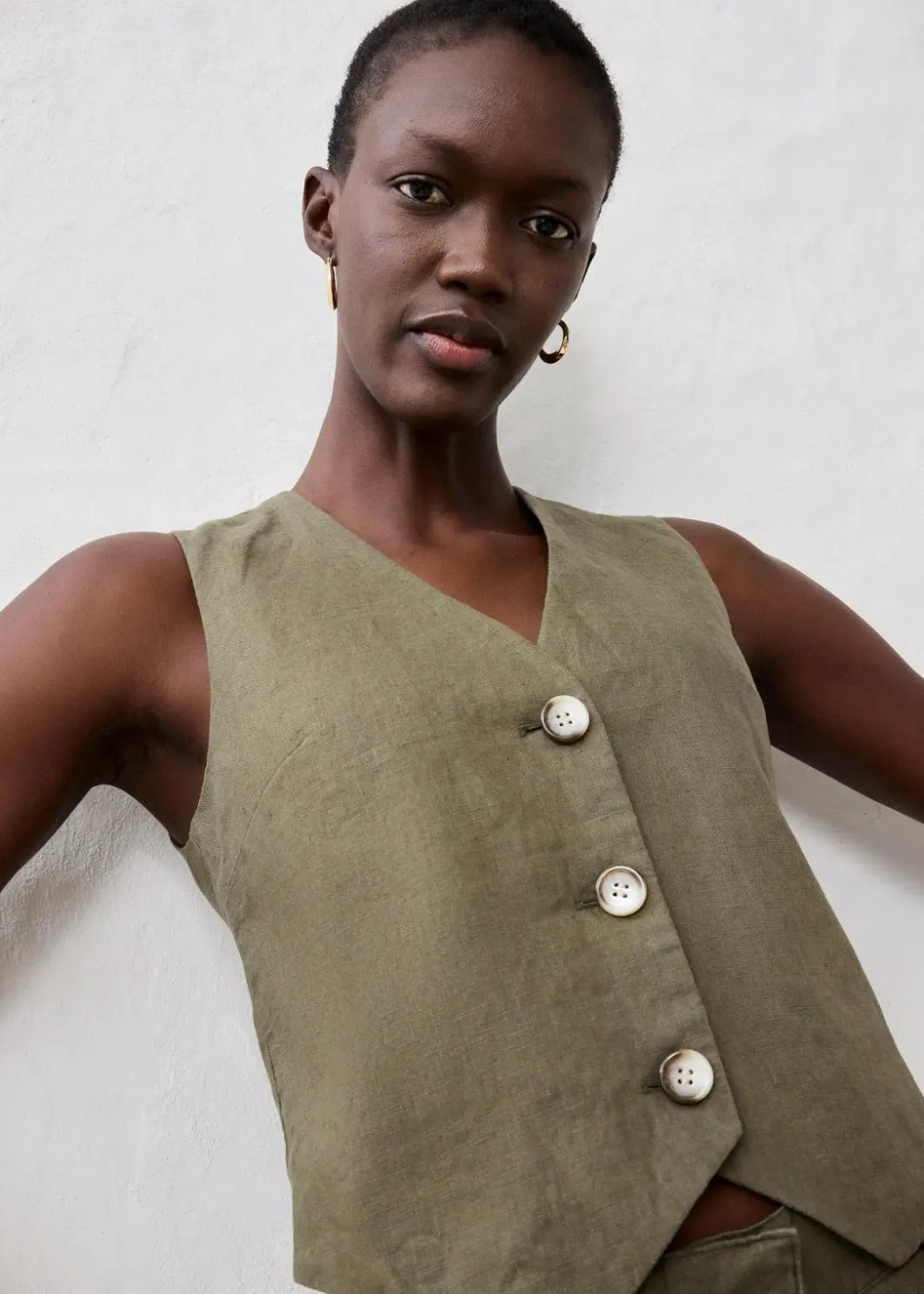 Damen bonprix Bekleidung·Hosen|Jacken & Mäntel|Weste aus reinem Leinen