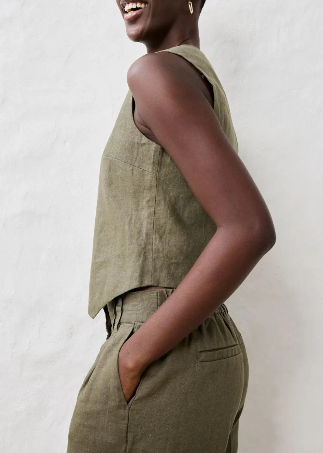 Damen bonprix Bekleidung·Hosen|Jacken & Mäntel|Weste aus reinem Leinen