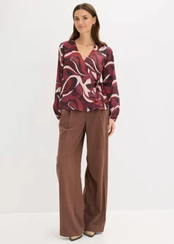 Hot Wickelbluse aus fließendem Satin Damen Bekleidung·Jacken & Mäntel|Blusen & Tuniken