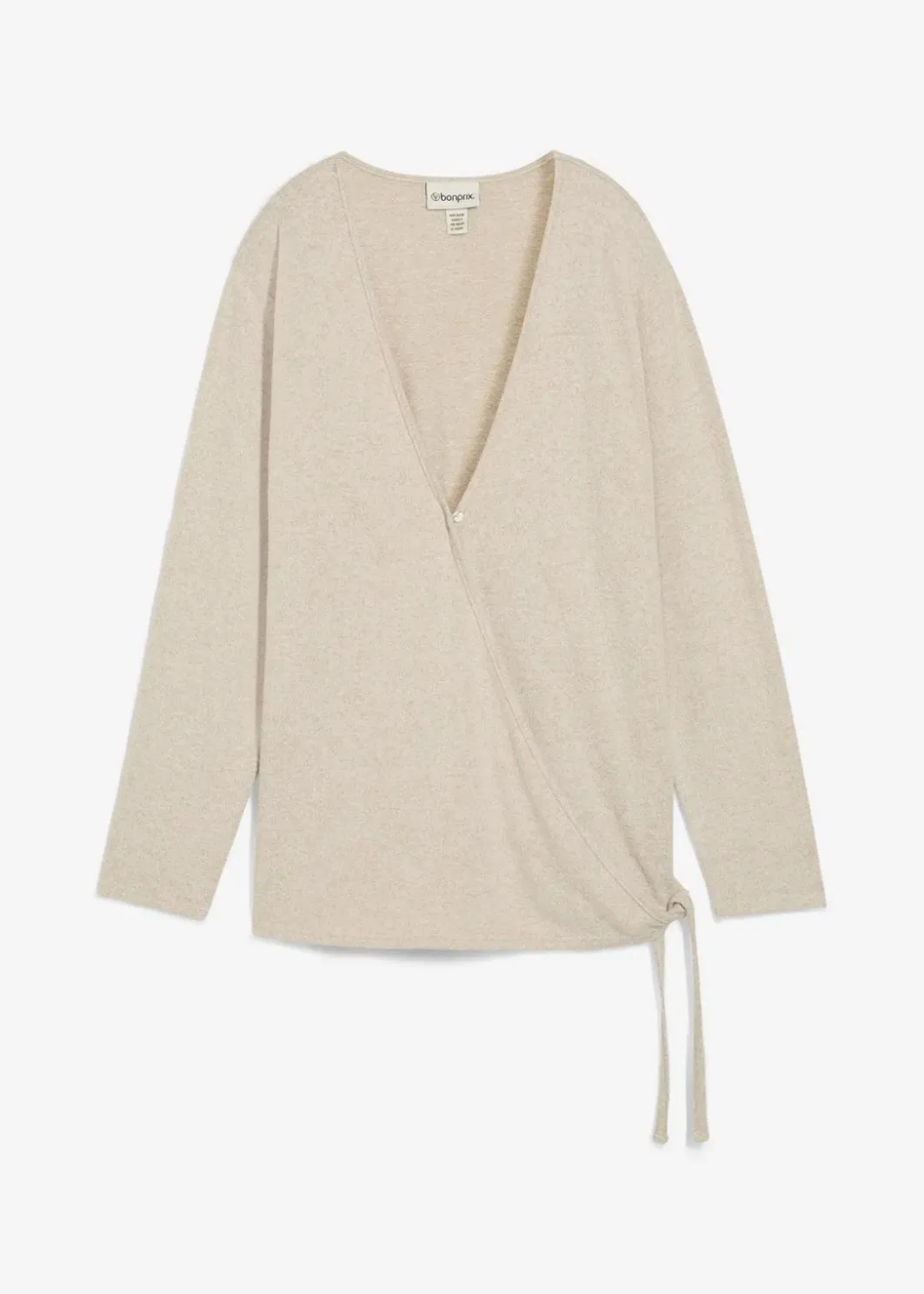 Damen bonprix Pullover & Strickjacken|Zweiteiler & Sets|Wickelcardigan in Strickoptik