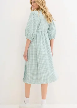 Damen bonprix Kleider|Bekleidung·Pullover & Strickjacken|Wickelkleid aus Strukturmaterial