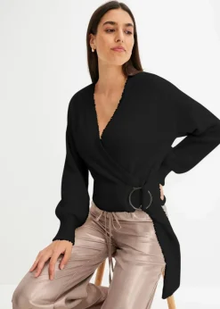 Best Wickelpullover mit Accessoire Damen Bekleidung·Umstandsmode|Strickmode