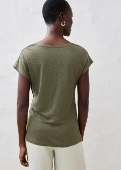 Wickelshirt aus reinem Leinen Damen Premium|Shirts & Tops