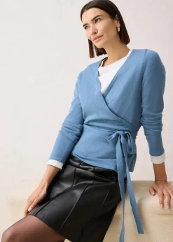 Damen bonprix Pullover & Strickjacken|Bekleidung·Jeans|Wickelstrickjacke mit Merinowolle
