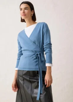 Damen bonprix Pullover & Strickjacken|Bekleidung·Jeans|Wickelstrickjacke mit Merinowolle