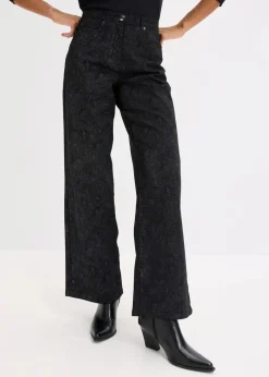 Damen bonprix Bekleidung·Kleider|Hosen|Wide Leg Hose aus Baumwollstretch