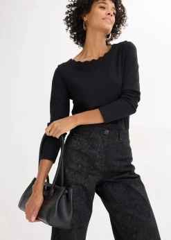 Damen bonprix Bekleidung·Kleider|Hosen|Wide Leg Hose aus Baumwollstretch