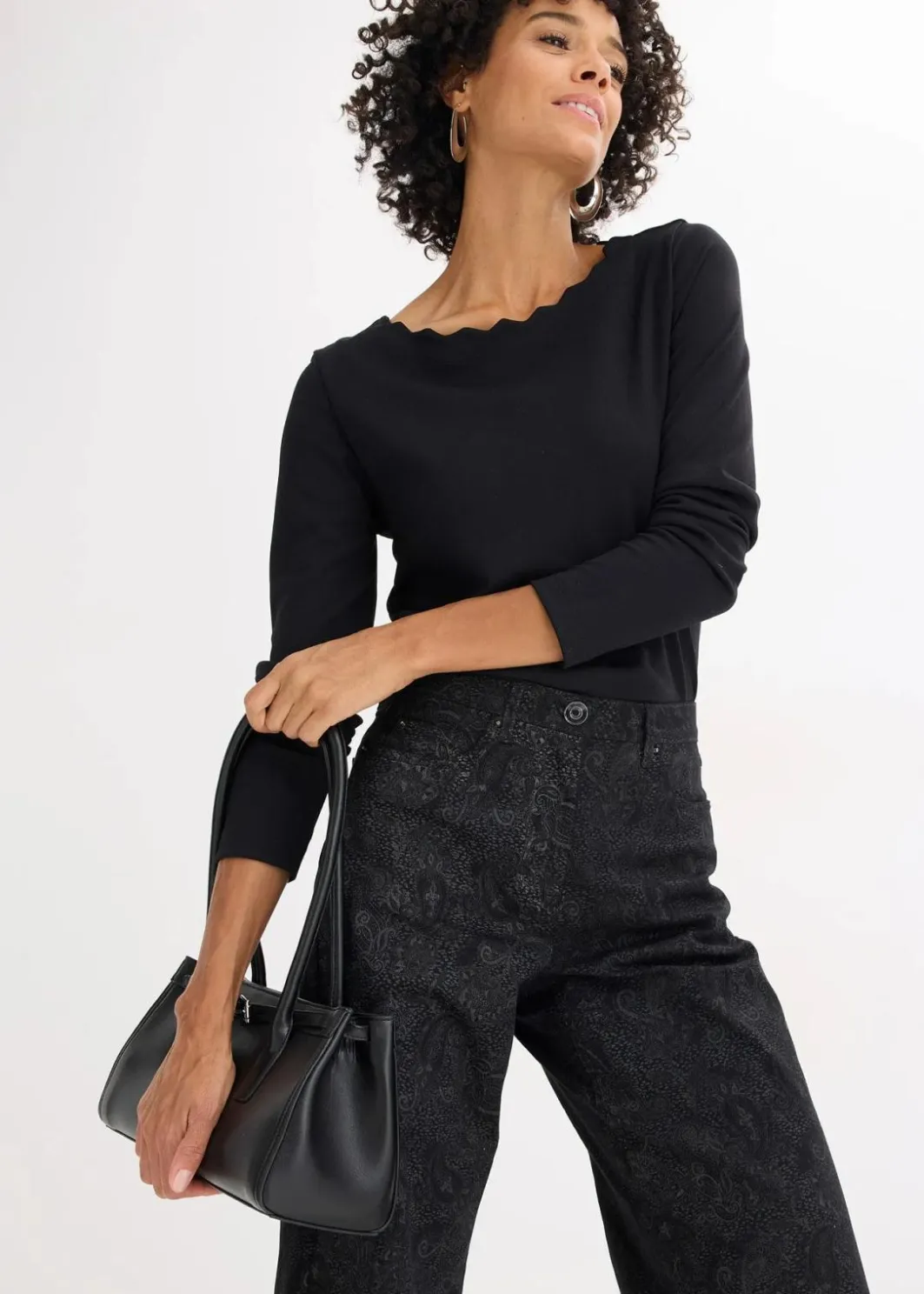 Damen bonprix Bekleidung·Kleider|Hosen|Wide Leg Hose aus Baumwollstretch