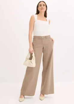 Damen bonprix Hosen|Wide Leg Hose mit Stretch