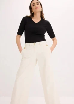 Sale Wide Leg Hose mit Stretch Damen Hosen