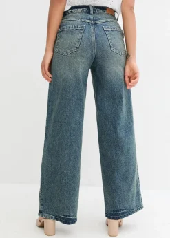 Damen bonprix Bekleidung·Shirts & Tops|Jeans|Wide Leg Jeans High Waist, Low Stretch