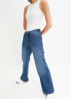 Damen bonprix Bekleidung·Shirts & Tops|Jeans|Wide Leg Jeans High Waist, Bio-Baumwolle