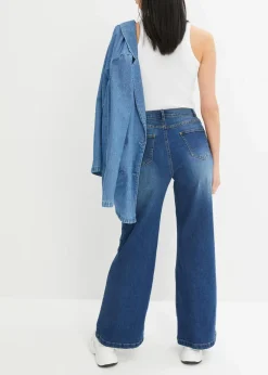Damen bonprix Bekleidung·Shirts & Tops|Jeans|Wide Leg Jeans High Waist, Bio-Baumwolle
