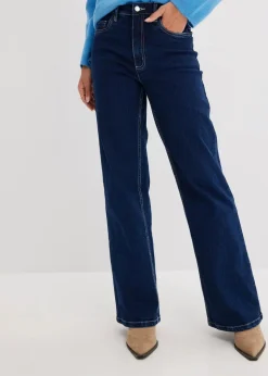 Damen bonprix Jeans|Kurzgrößen|Wide Leg Jeans High Waist, Bio-Baumwolle