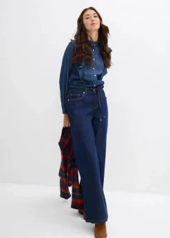 Damen bonprix Bekleidung·Shirts & Tops|Jeans|Wide Leg Jeans Mid Waist
