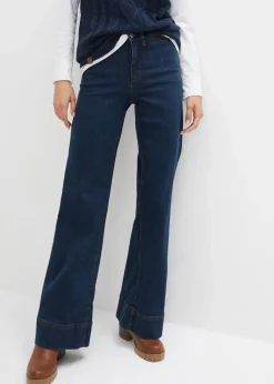 Damen bonprix Jeans|Kurzgrößen|Wide- Leg Jeans Mid Waist, Komfort-Stretch