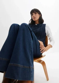 Damen bonprix Jeans|Kurzgrößen|Wide- Leg Jeans Mid Waist, Komfort-Stretch