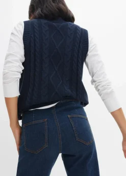 Damen bonprix Jeans|Kurzgrößen|Wide- Leg Jeans Mid Waist, Komfort-Stretch