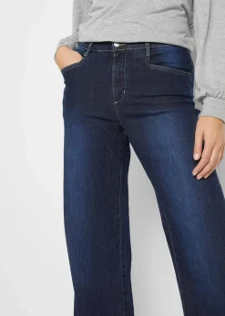 Damen bonprix Kurzgrößen|Bekleidung·Shirts & Tops|Wide Leg Jeans Mid Waist, Stretch