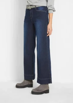 Wide Leg Jeans Mid Waist, Stretch Damen Jeans|Kurzgrößen